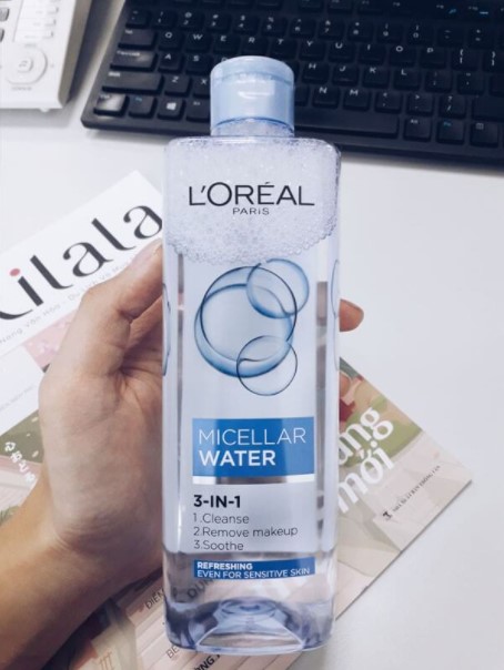 Review nước tẩy trang L’Oreal cho da dầu mụn: L’Oreal Paris Micellar Water 3-in-1 Refreshing